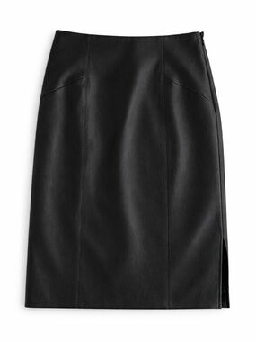 Worth New York Womens 6 Black Genuine Leather Pencil Skirt Knee Length